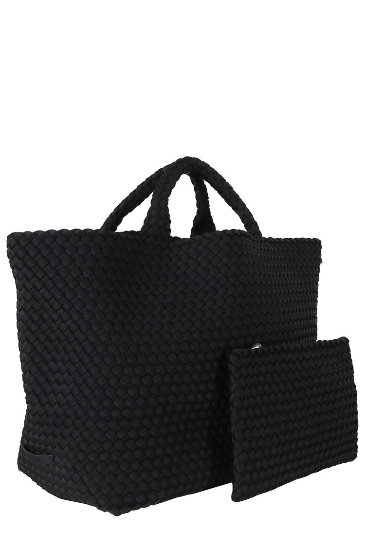 Naghedi Black St Barths Woven Pattern Neoprene Tote Bag