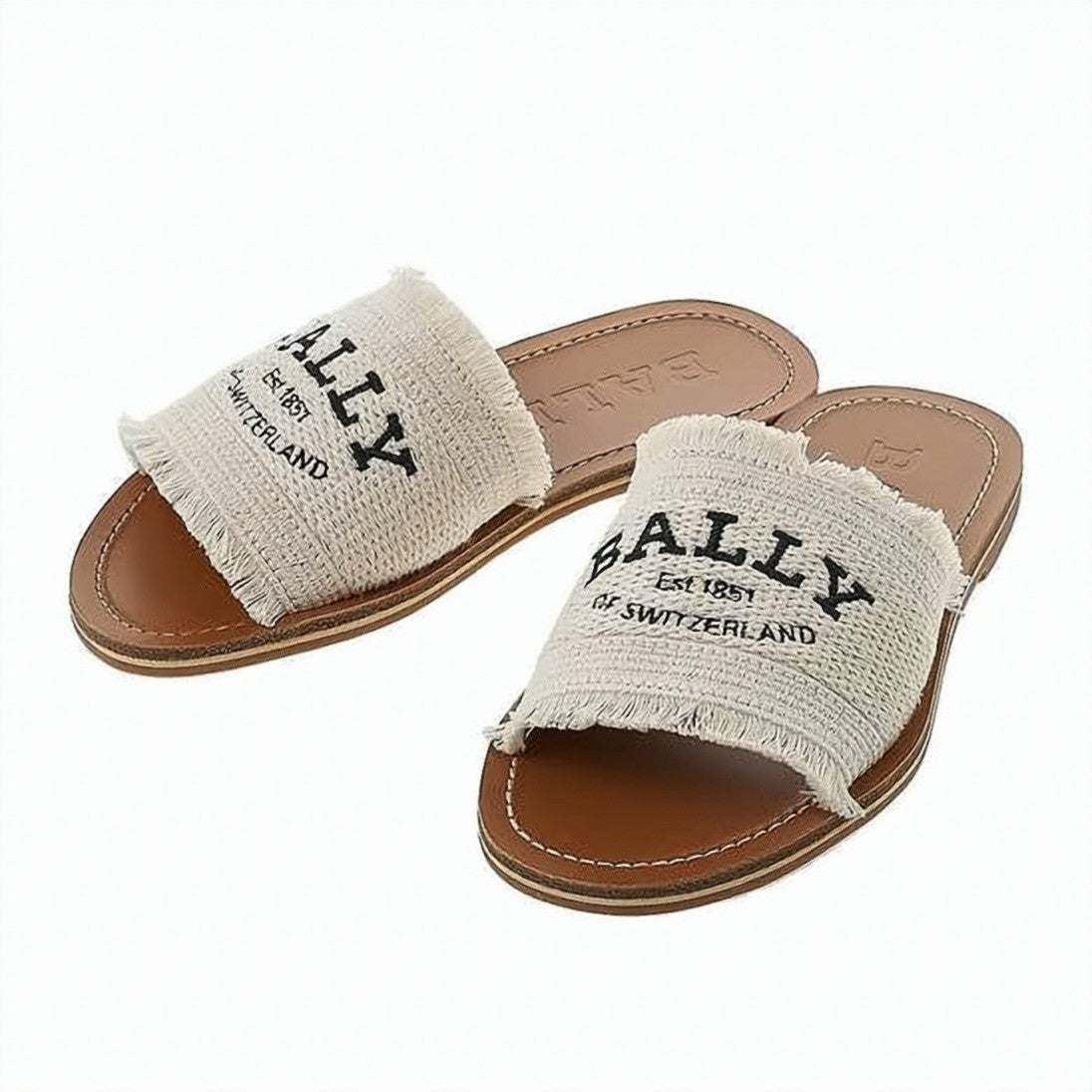 Bally Slip-On Mules With Textured Fabric Strap