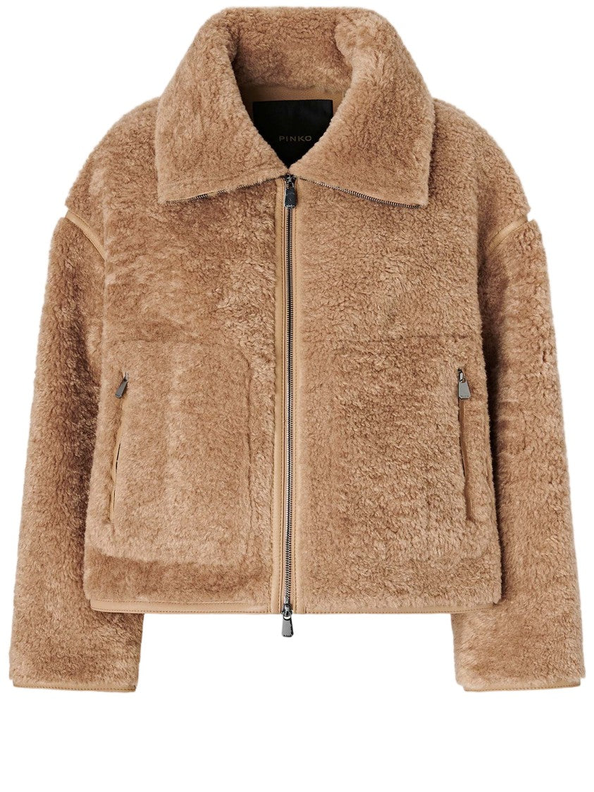 Pinko Reversible Shearling-Effect Jacket With High Collar