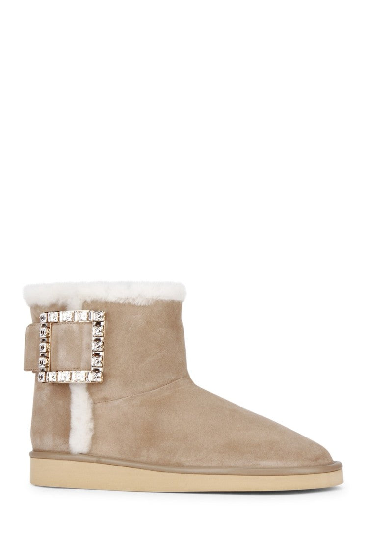 Roger Vivier Suede Slippers With Plush Fur Lining