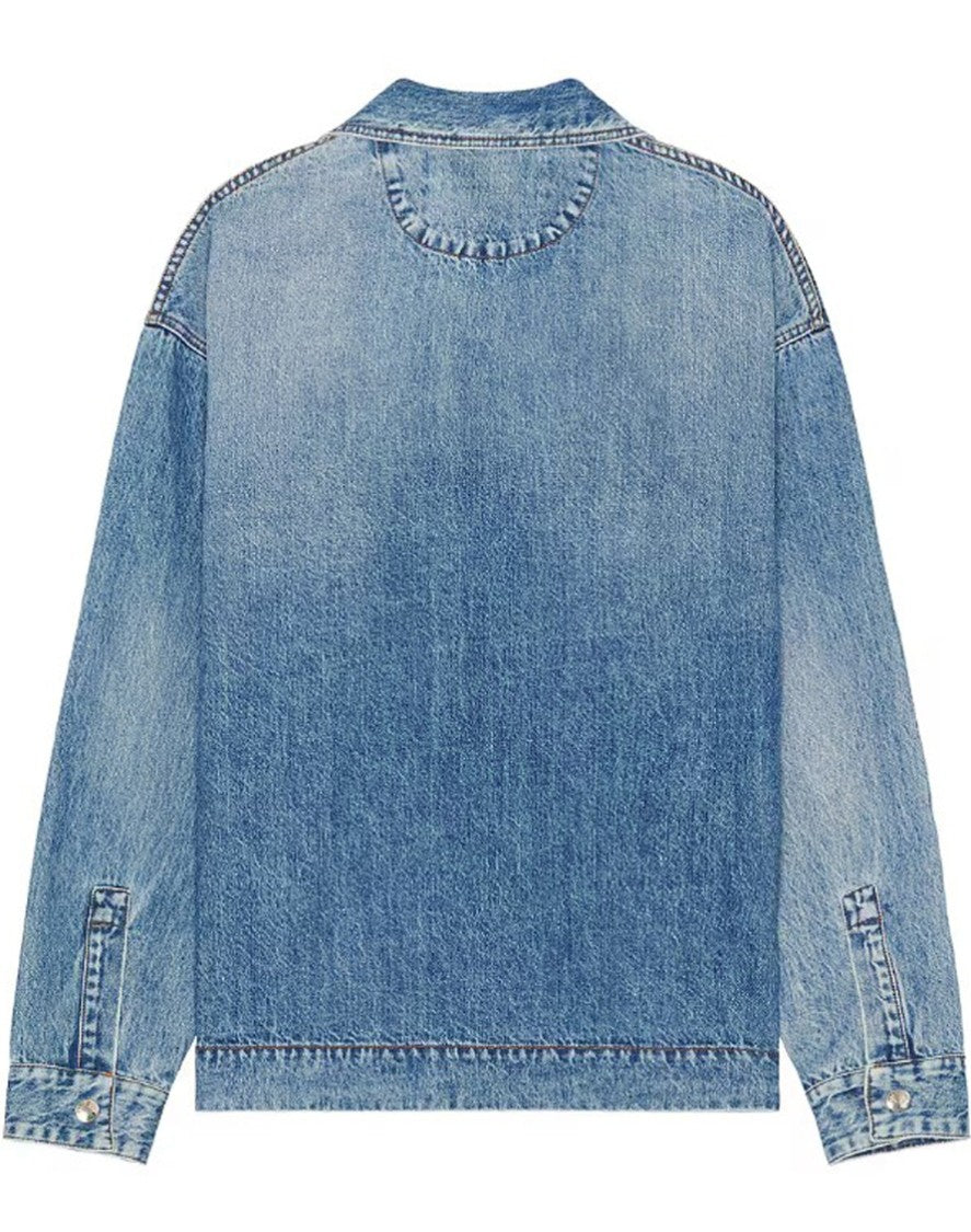 Jacquemus Denim Long-Sleeve Shirt With Classic Collar And Chest Pocket
