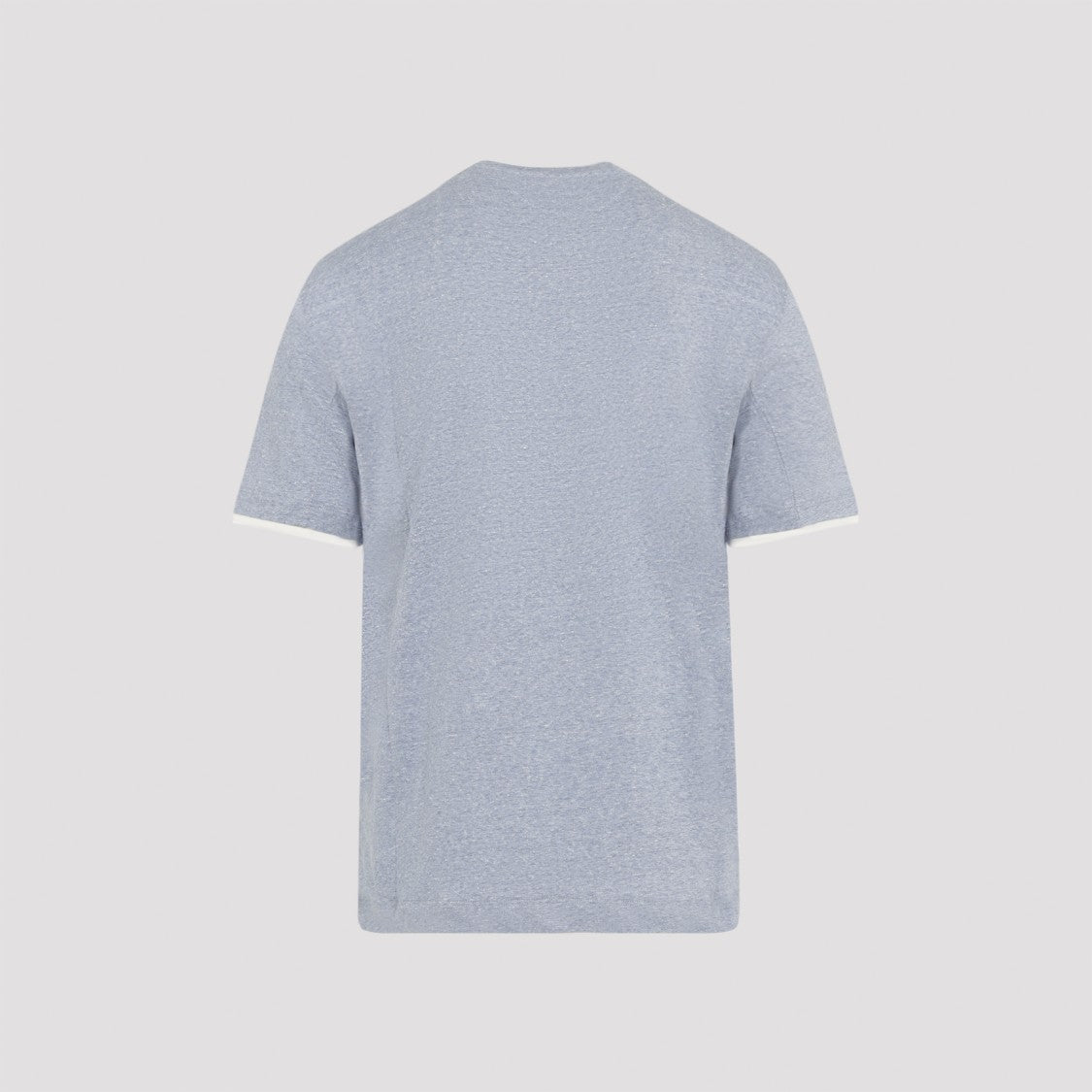 Brunello Cucinelli Heathered Blue Short-Sleeve T-Shirt With Contrasting Details