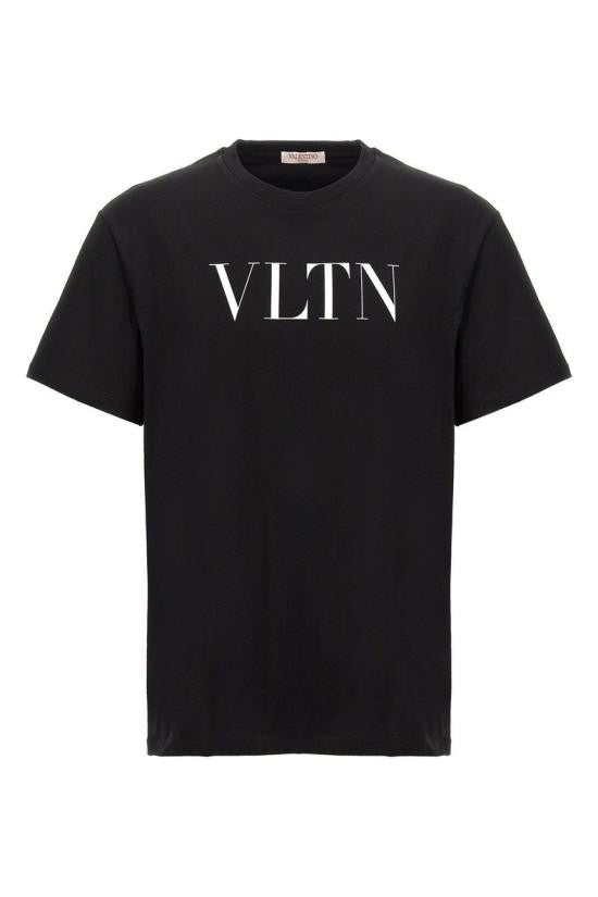 Valentino Crew Neck Black T-Shirt With Bold Logo Detail