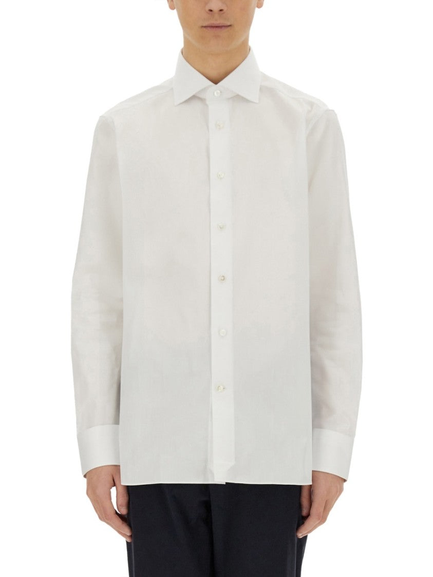 Zegna Structured Collar White Cotton Shirt
