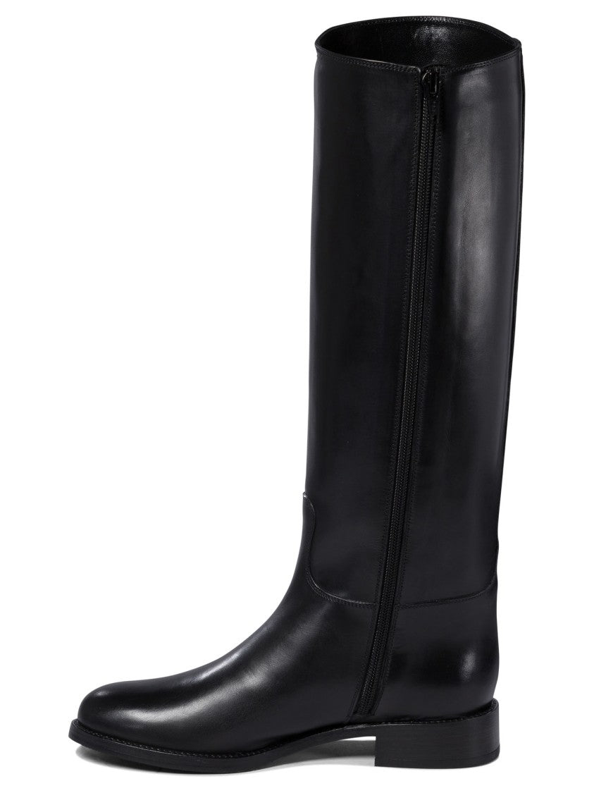Maretto Black Leather Ankle Boots