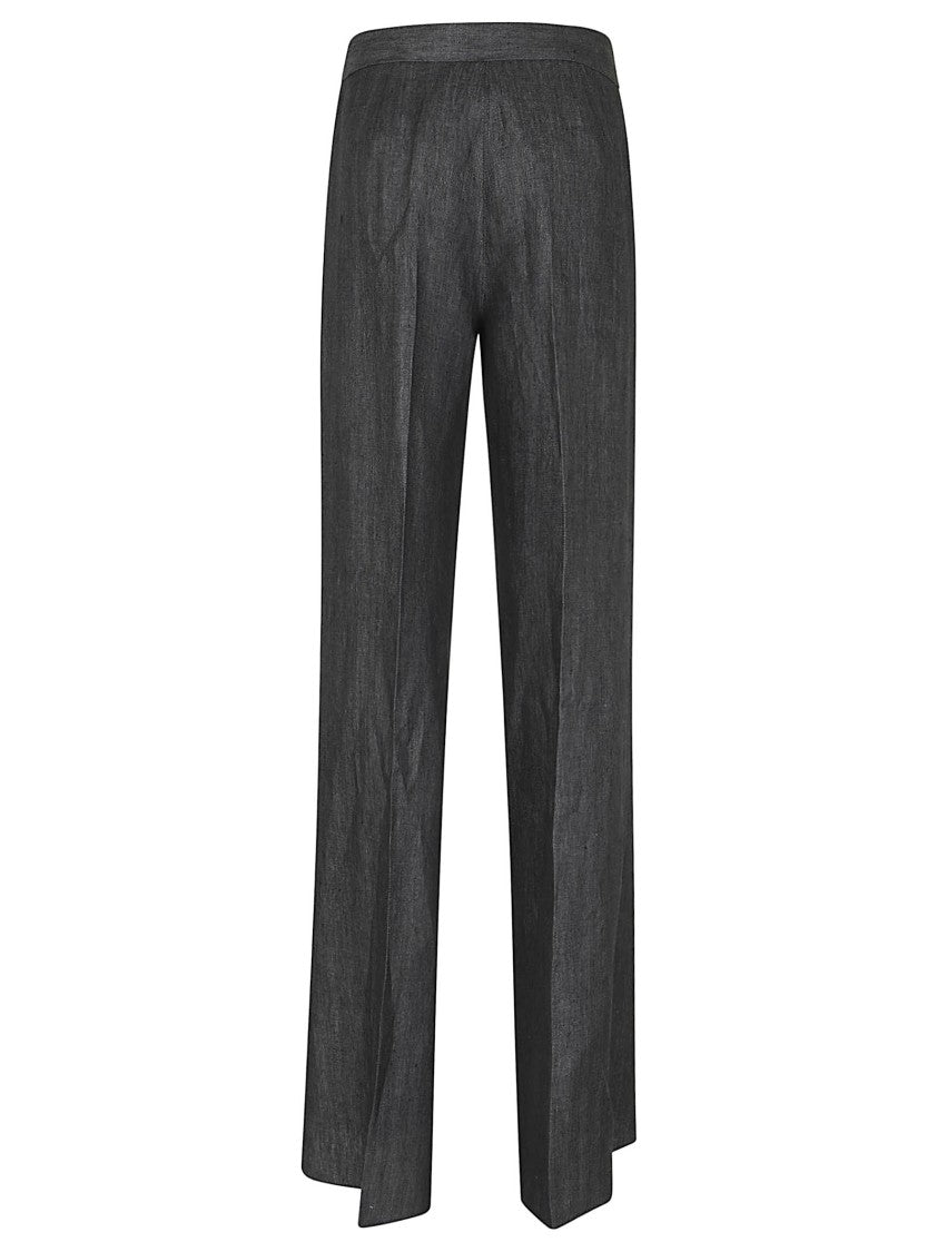 Max Mara Wide-Leg Palazzo Trousers With Herringbone Weave