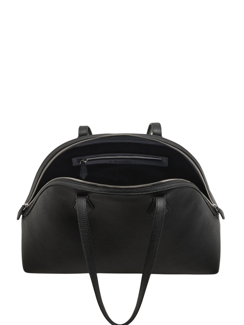 A.Emery Black Silver Hardware Leather Shoulder Bag