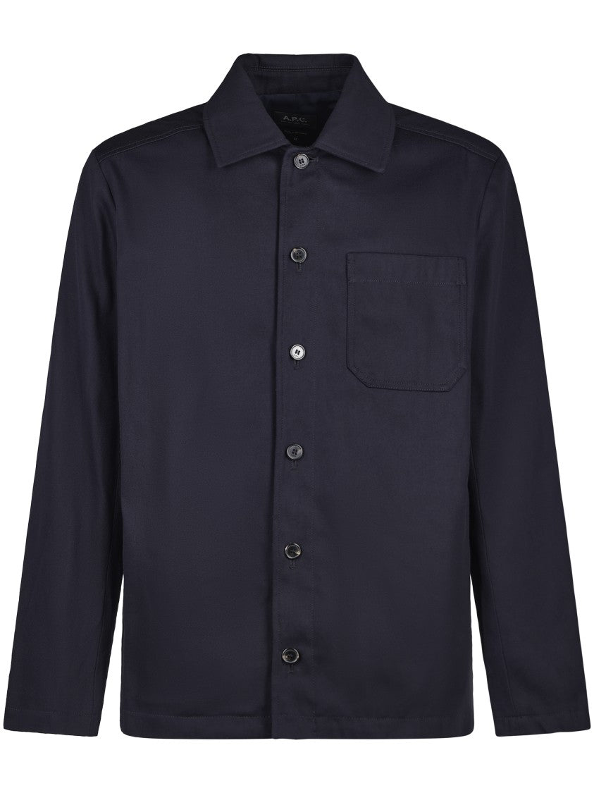 A.P.C. Button-Up Jacket With Structured Collar And Chest Pocket