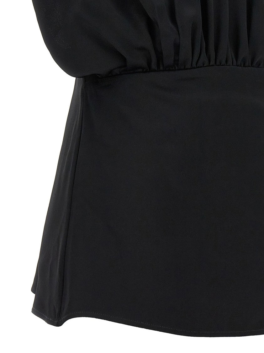 Jil Sander Crinkled Plastron Top With Fitted Bodice