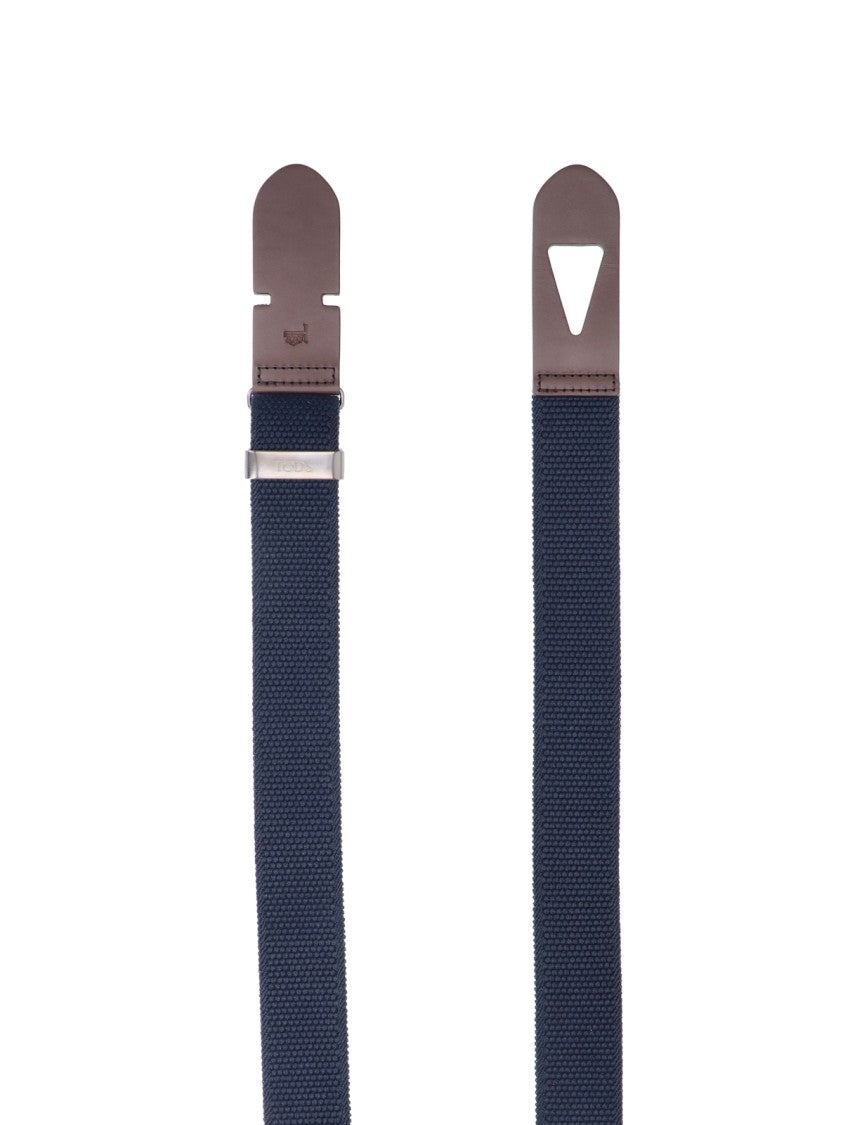 Tod's Blue Canvas Greca Leather Belt