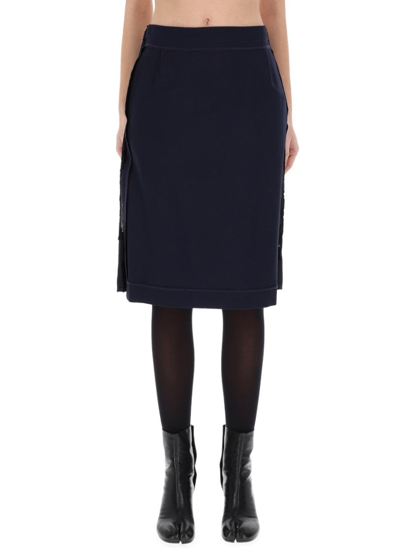 Maison Margiela Black Polyester-Blend Zipper Midi Skirt