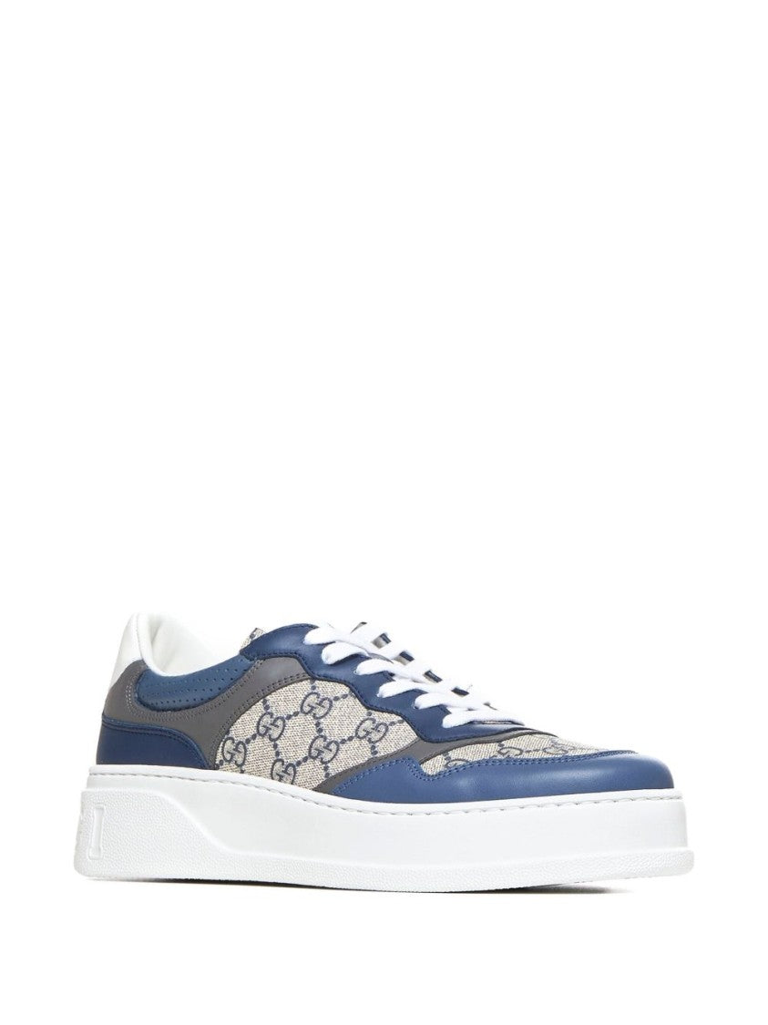 Gucci Low-Profile Sneakers With Calfskin And Patterned Fabric