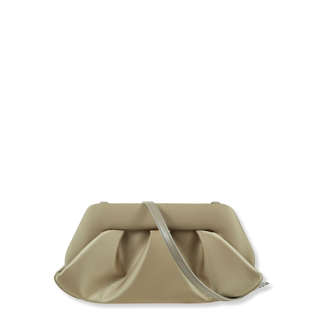 Themoirè Structured Satin Handbag In Soft Oyster Shade