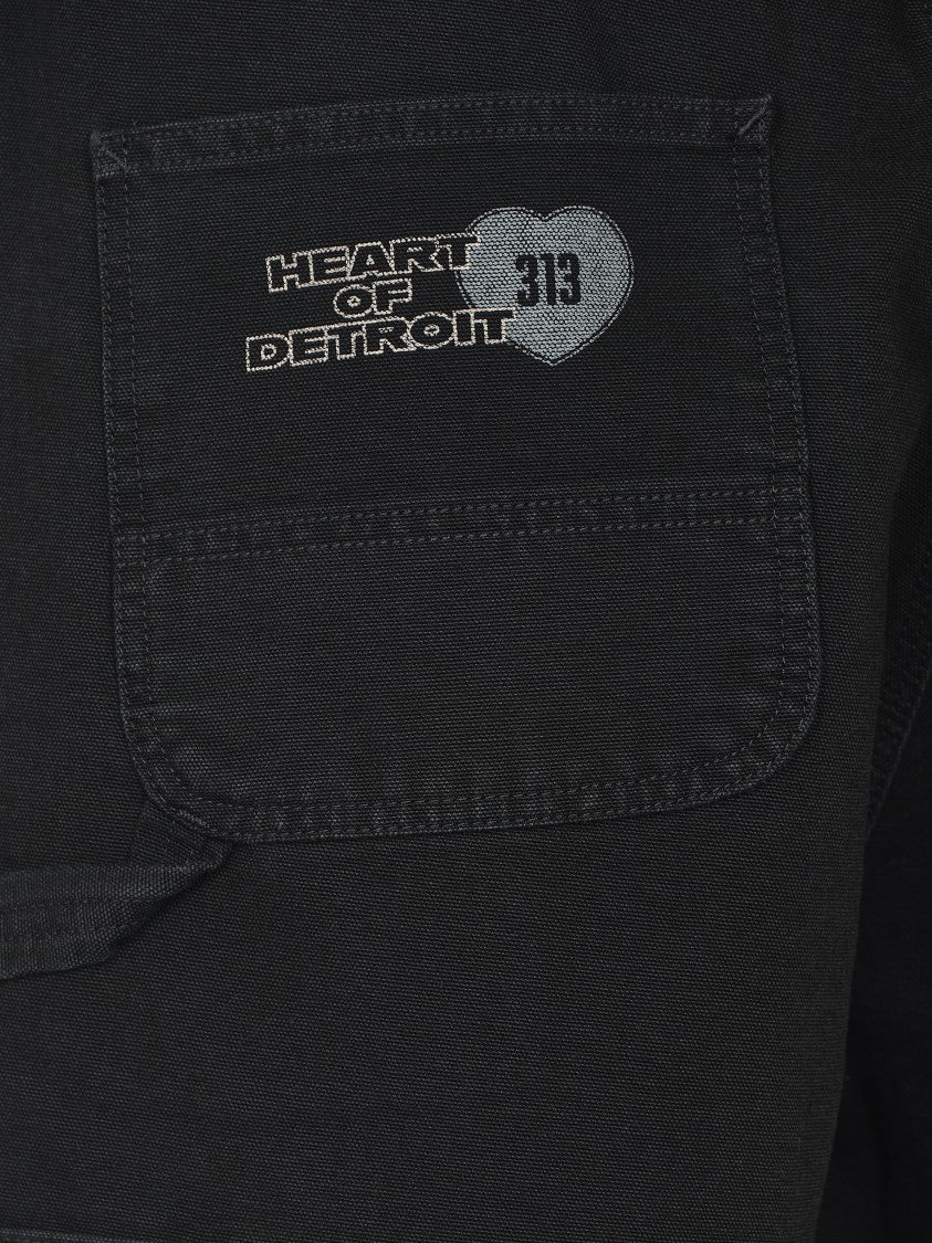 Carhartt Wip Relaxed Fit Black Organic Cotton Trousers With Embroidered Back Pocket