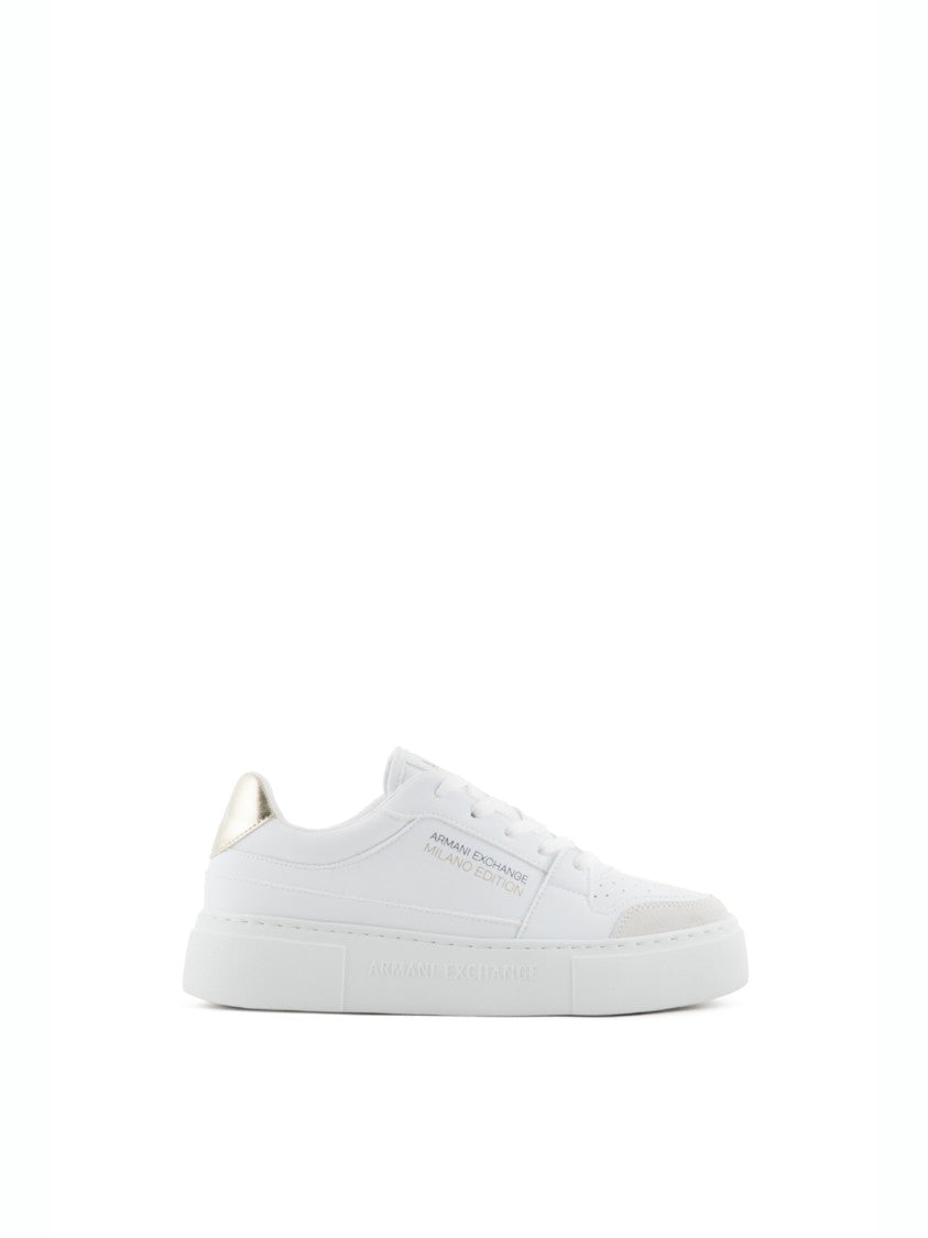 Armani Exchange White Leather Sneakers