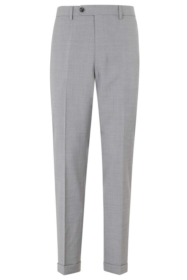 Berwich Gray Yretro Darts Turn-Up Wool-Blend Trousers