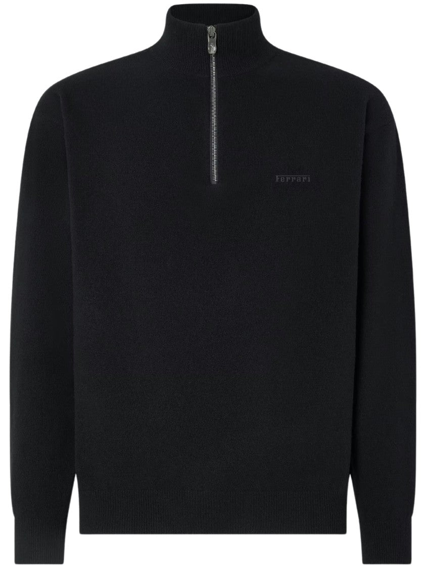 Ferrari Subtle Branding Wool Cashmere Zip-Up Turtleneck