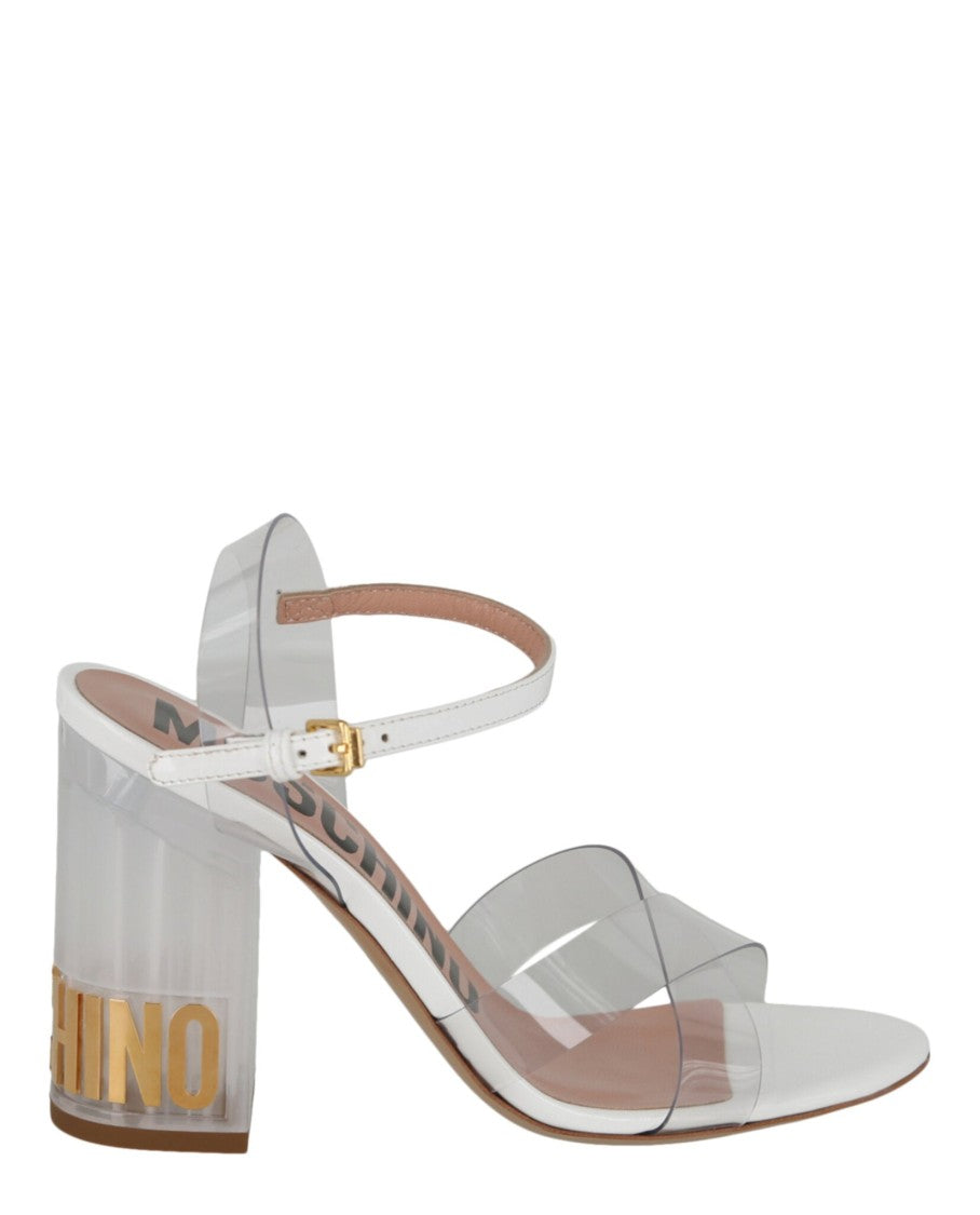 Moschino Transparent Logo Heel Sandals