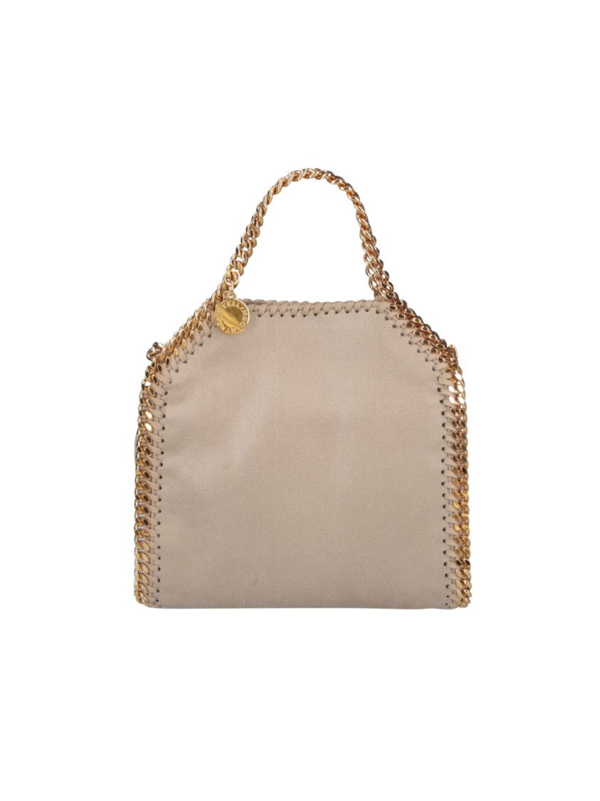 Stella Mccartney Beige Structured Gold-Tone Chain Trim Handbag
