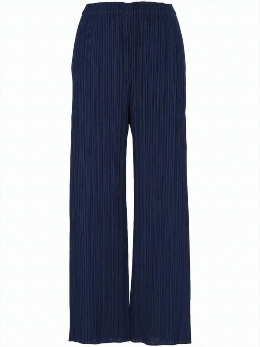 Pleats Please Wide-Leg Pleated Trousers With Elastic Waistband
