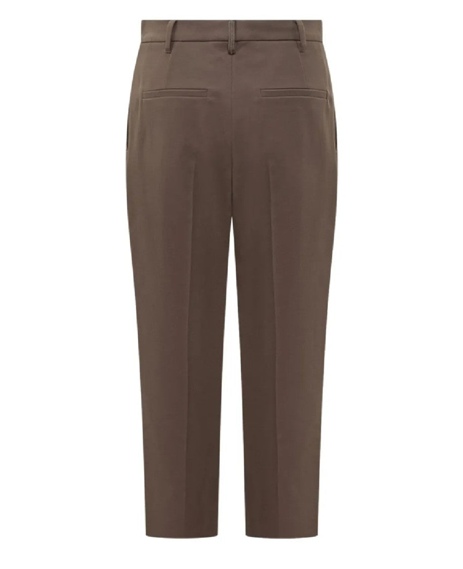 Brunello Cucinelli Straight-Leg Tailored Pants With Mid-Rise Waist