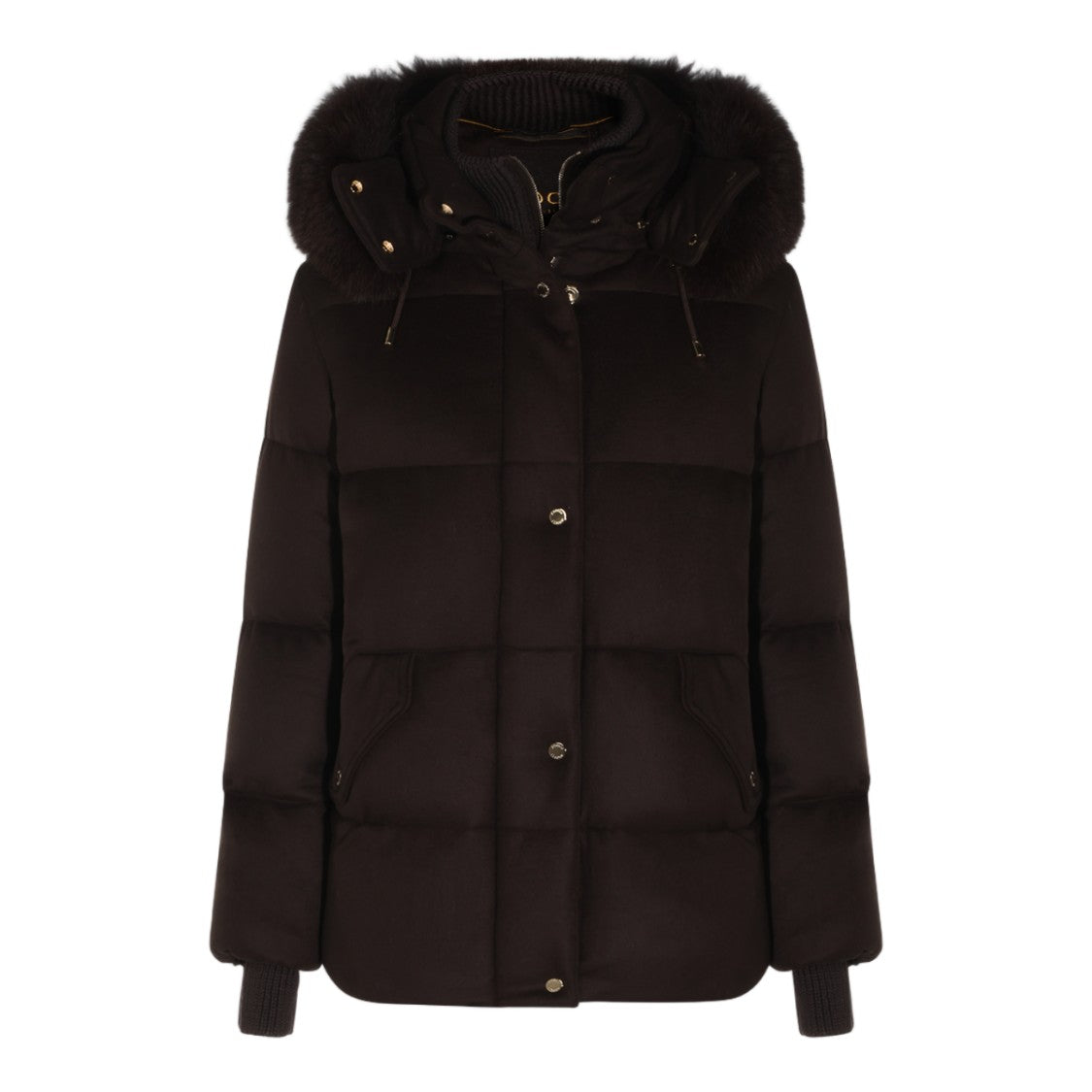 Moorer Padded Plush Fur-Trimmed Hood High Collar Down Coat