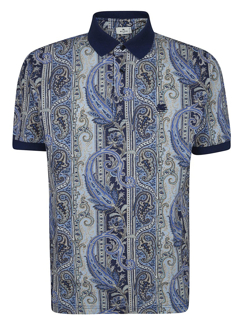 Etro Regular Fit Short Sleeve Paisley Polo Shirt
