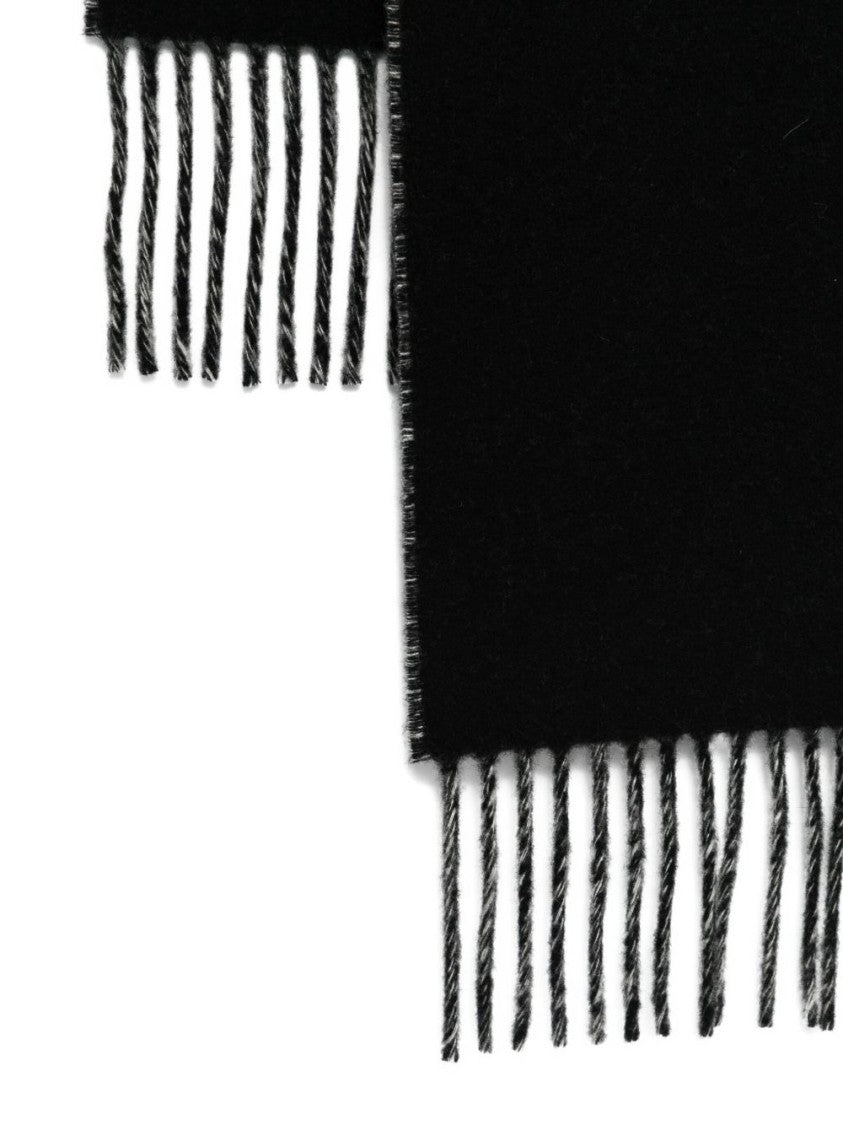 Jacquemus Fringe-Detail Black Scarf With Brushed Finish