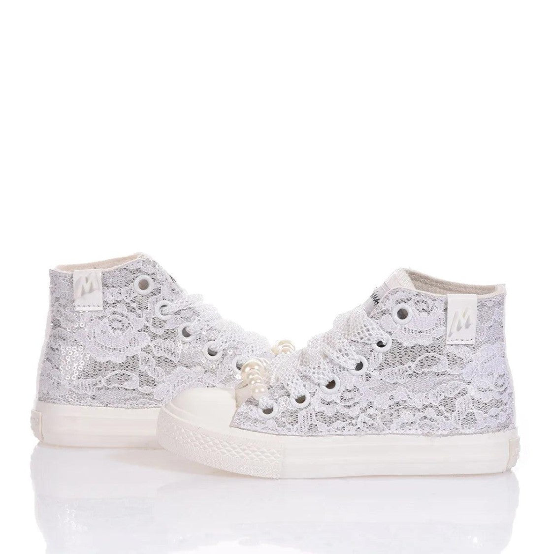 Mimanera High-Top Sneakers With Silver Sequined Design