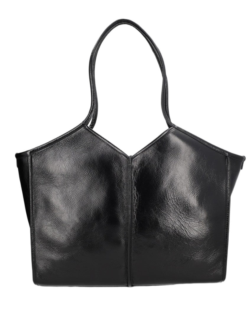 Hereu Black Structured Calf Leather Shoulder Bag