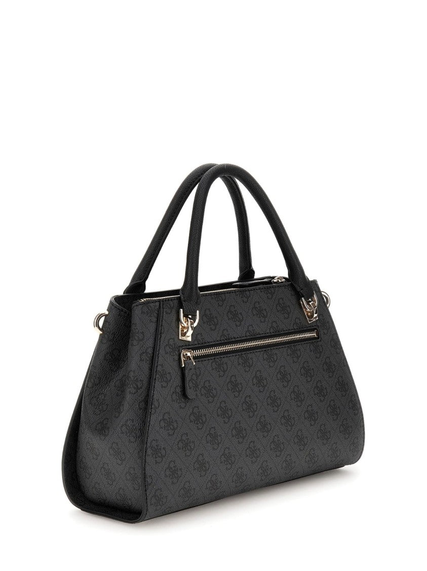 Guess Handbag In Black Logo Canvas