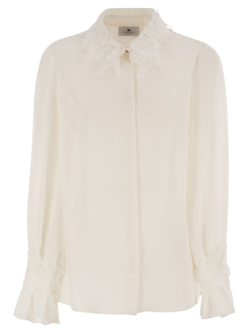 Elisabetta Franchi Georgette Shirt With Floral Embroidery