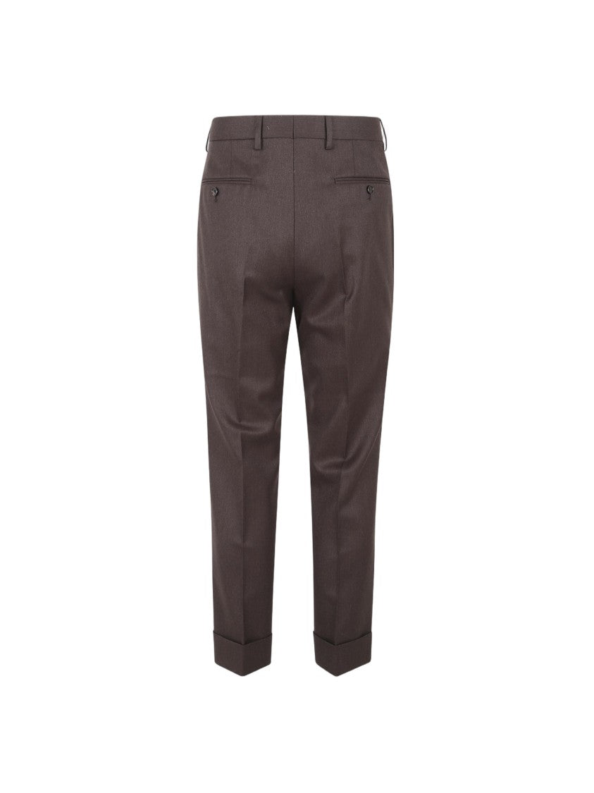 Burberry Tailored Wool Trousers With Cuffed Hems