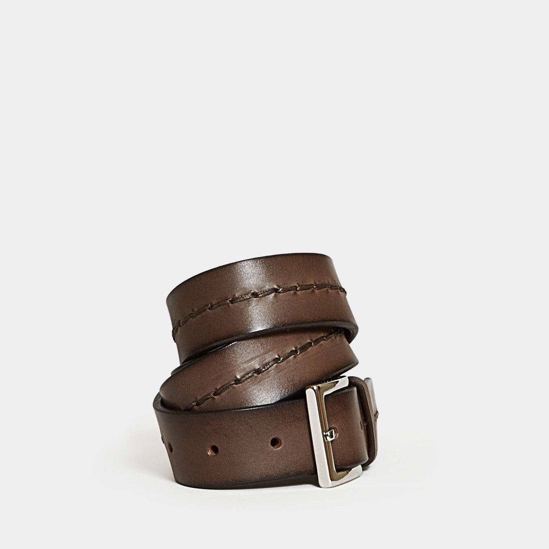 Orciani Ebony Leather Belt With Intricate Stitching