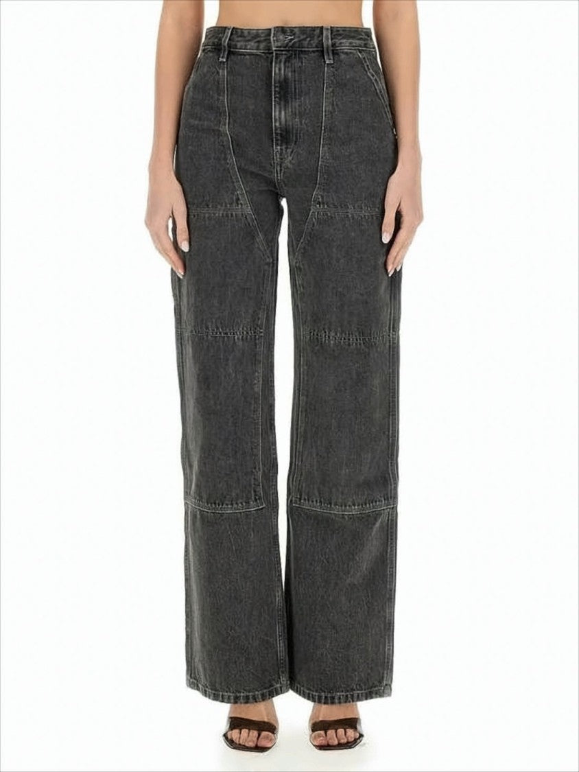 Helmut Lang Wide-Leg High-Waist Denim Pants With Utilitarian Detailing