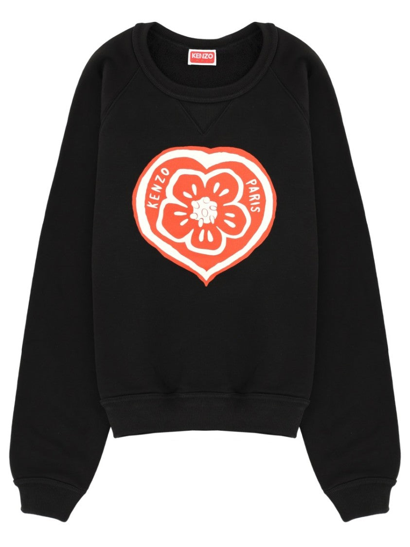 Kenzo Boke Heart Black Floral Hoodie Sweatshirt