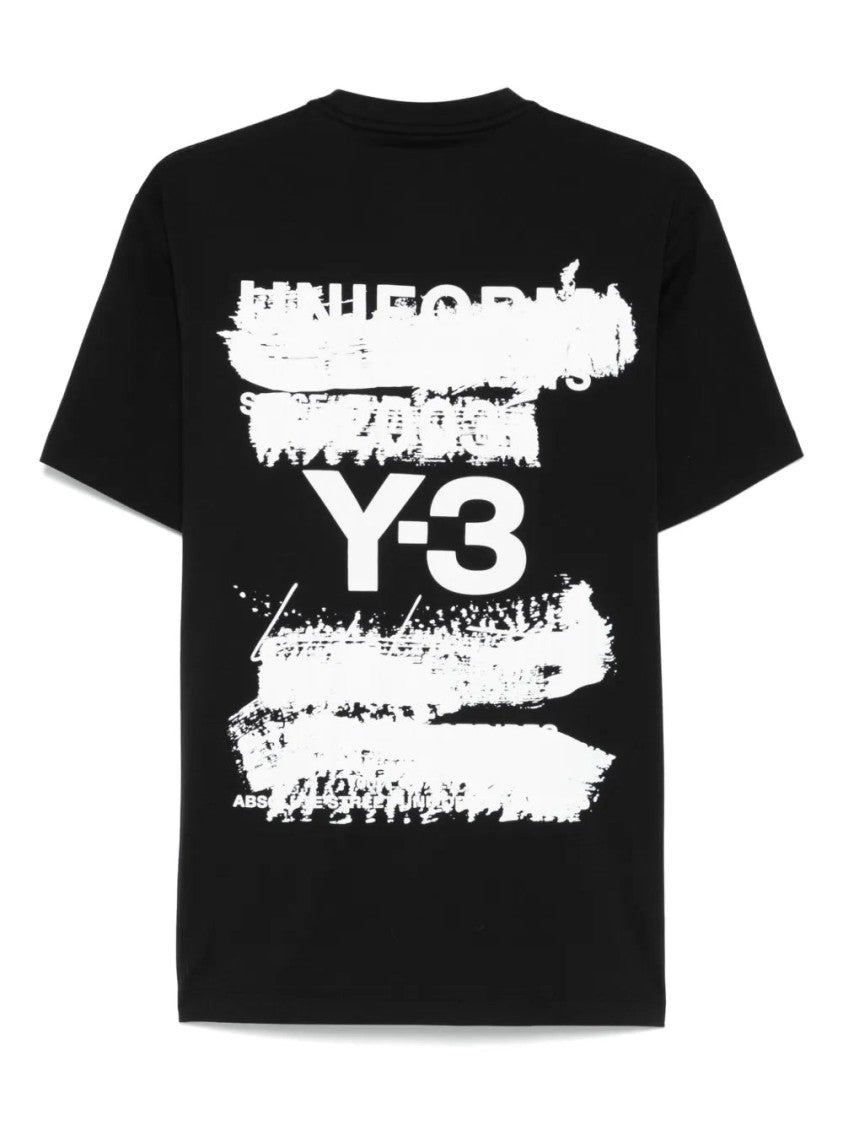 Y-3 Black Graphic-Print T-Shirt