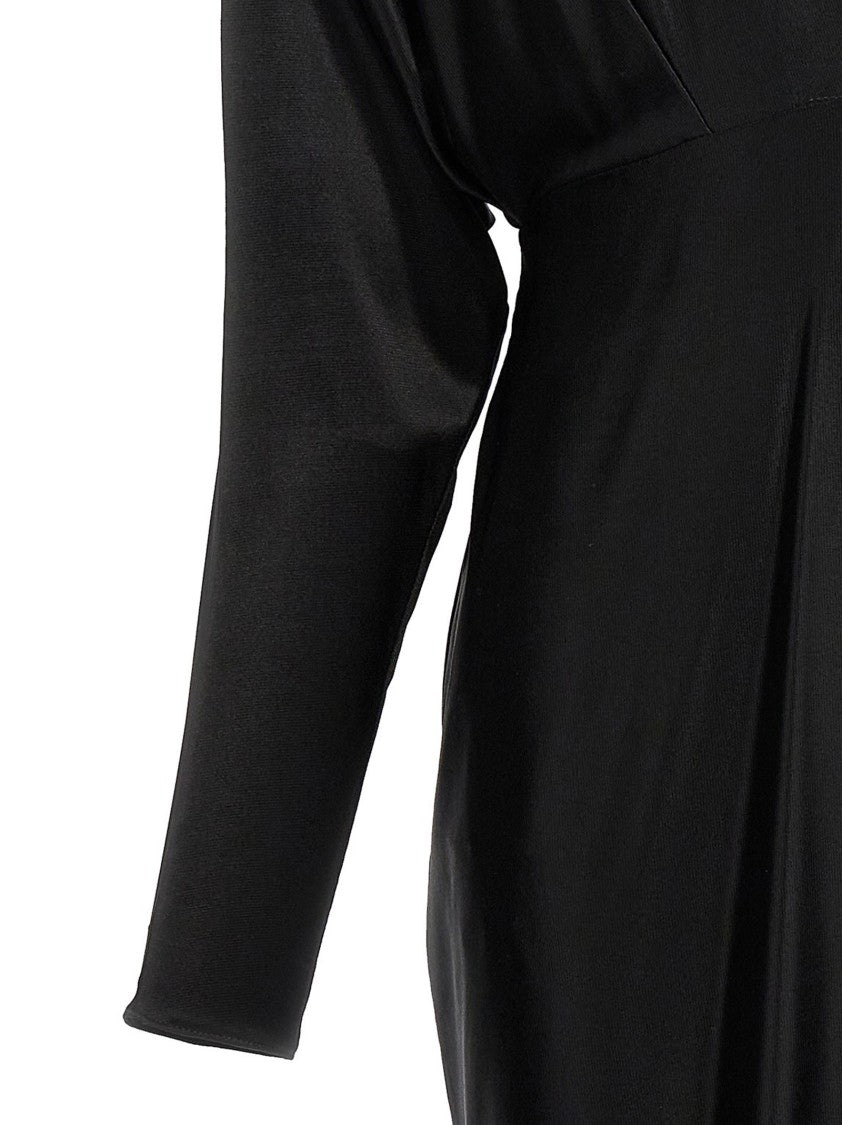 Alexandre Vauthier Structured Black V-Neck Jersey Dress