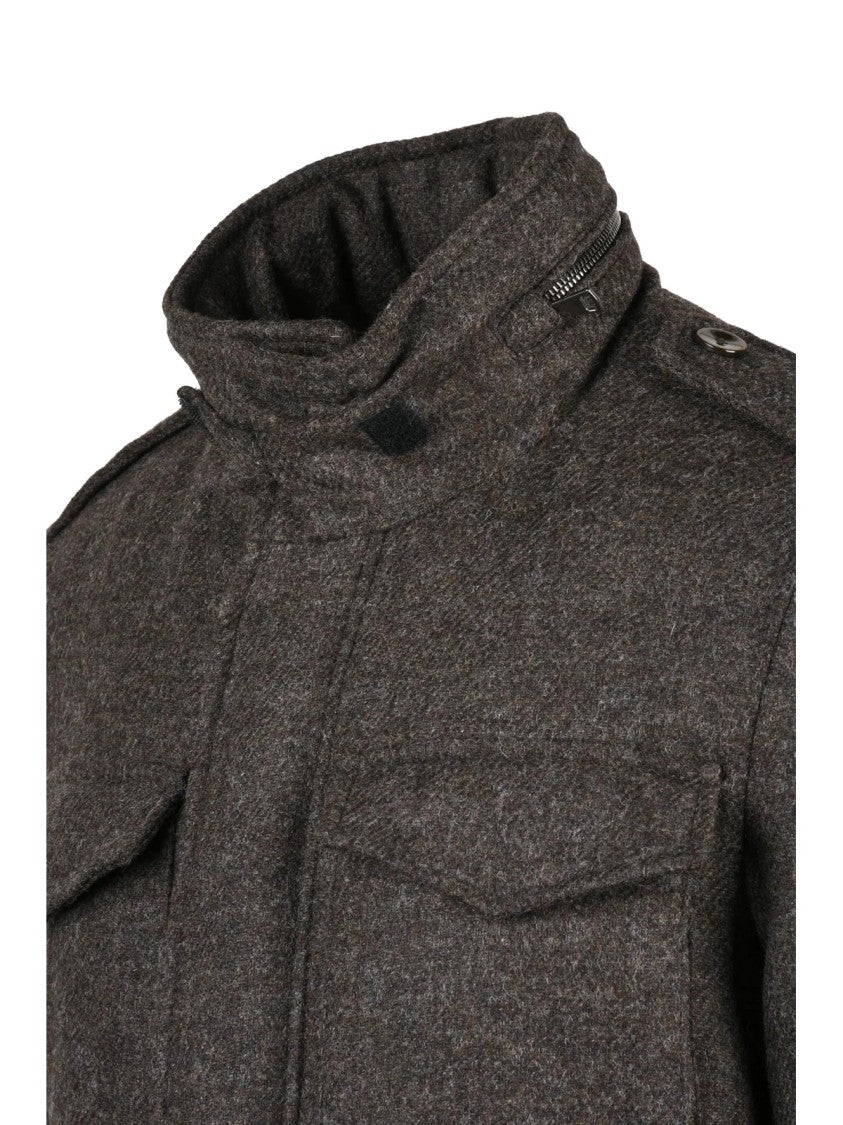 Gih Brown Teddy-Lined Virgin Wool Field Jacket