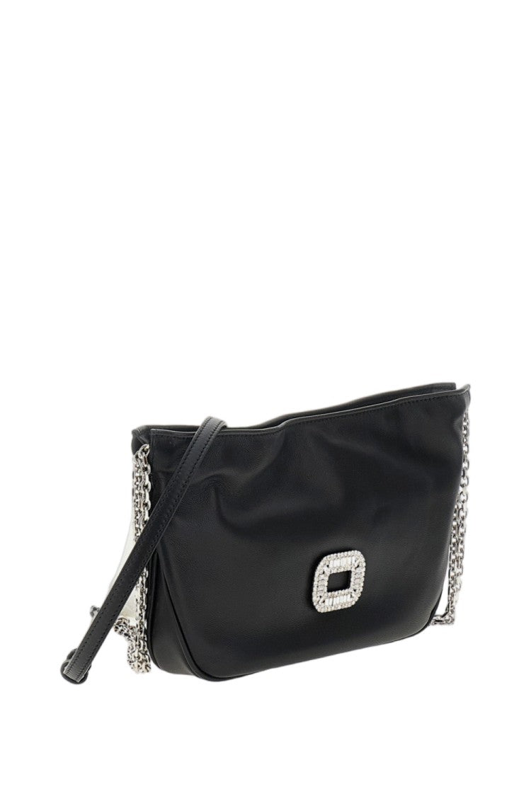 Roger Vivier Black Crystal-Embellished Buckle Chain Shoulder Bag