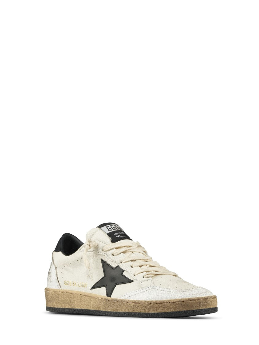 Golden Goose Distressed White Leather Low-Top Sneakers With Cracked Details