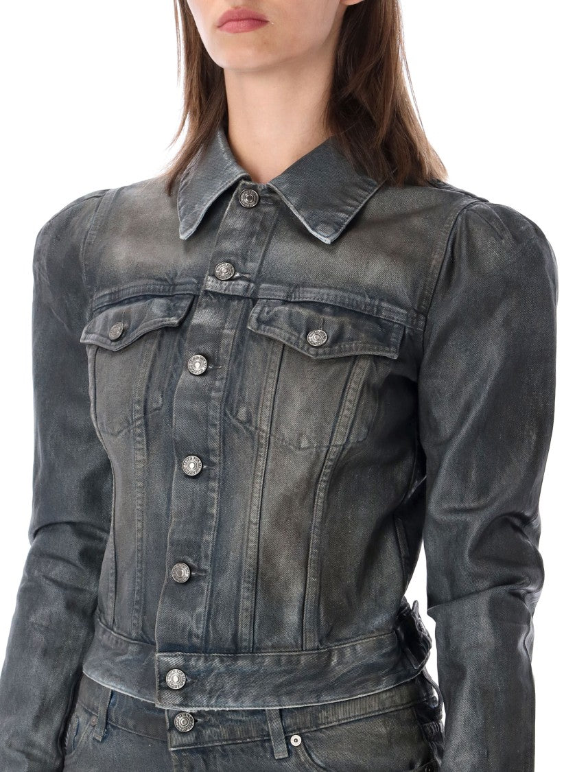 7 For All Mankind Waxed Denim Nolita Waxed Layered Denim Jacket