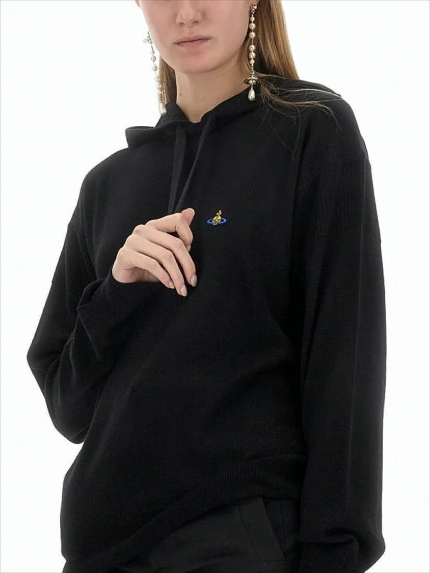 Vivienne Westwood Relaxed-Fit Black Wool Hoodie With Drawstring Hood