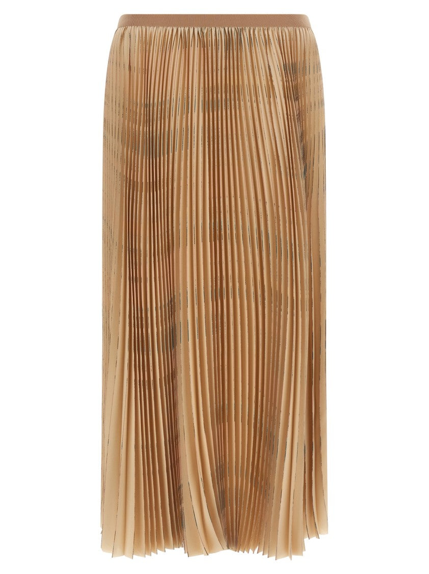 Fabiana Filippi Flared Midi Skirt With Pleated Fabric And Elastic Waistband