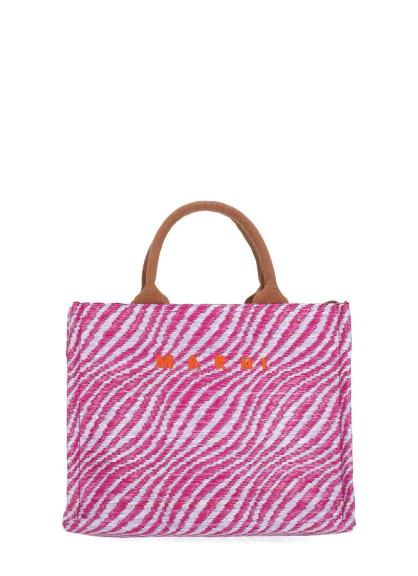 Marni Vibrant Fuchsia Shopping Bag With Embroidered Logo