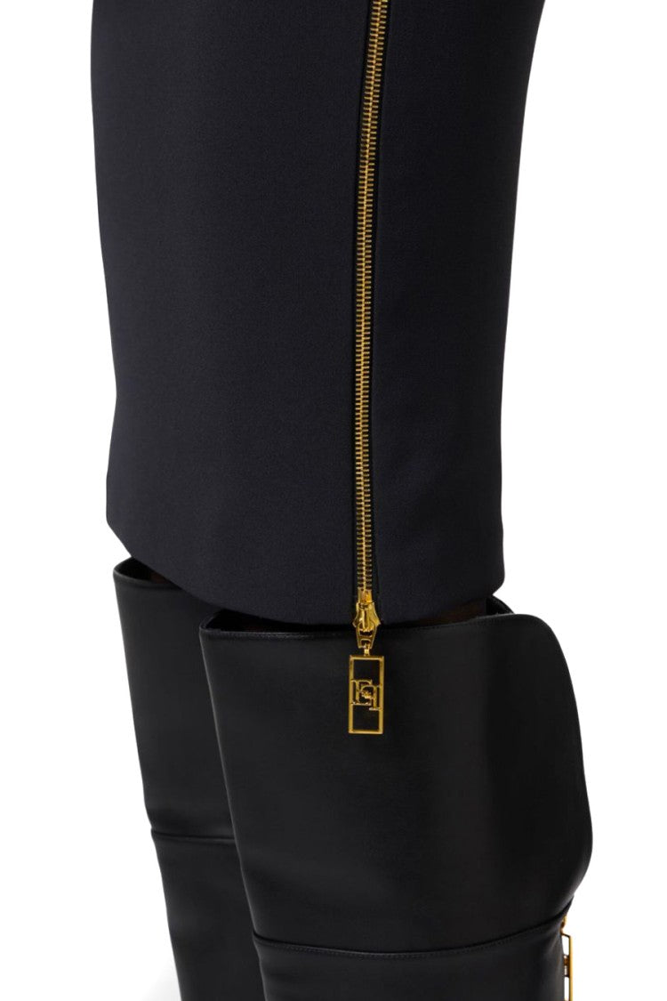 Elisabetta Franchi Knee-Length Black Skirt With Gold Zipper Accents