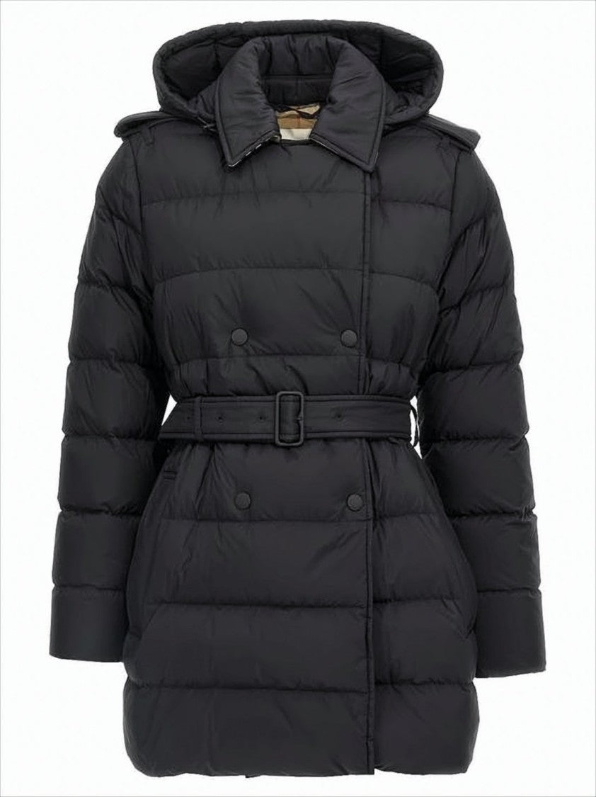 Burberry Quilted Down Jacket With Belted Waist