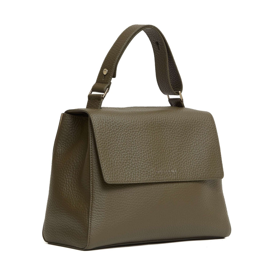 Orciani Structured Textured Green Leather Handbag