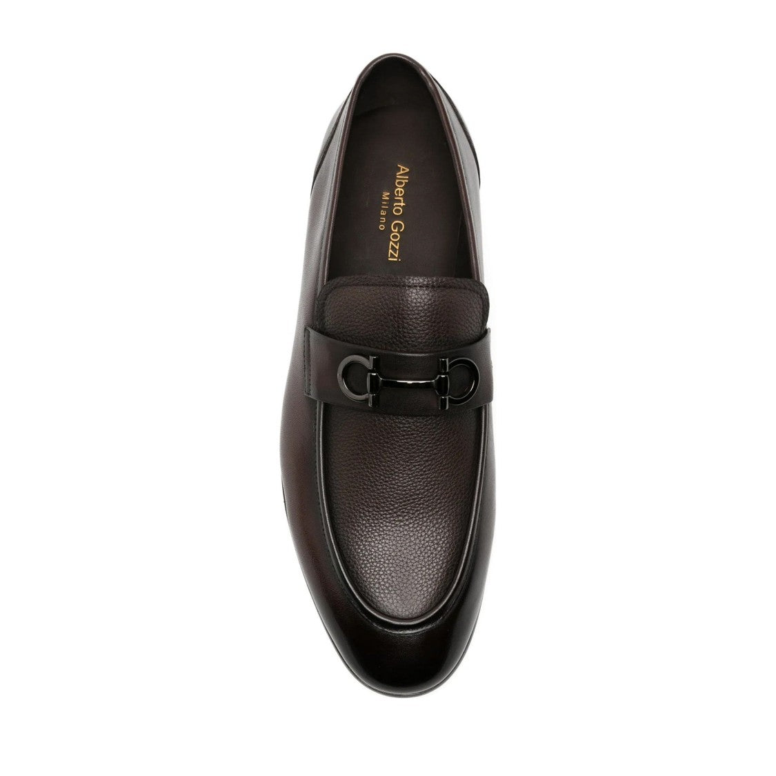 Alberto Gozzi Brown Subtle Metal Detail Leather Flats