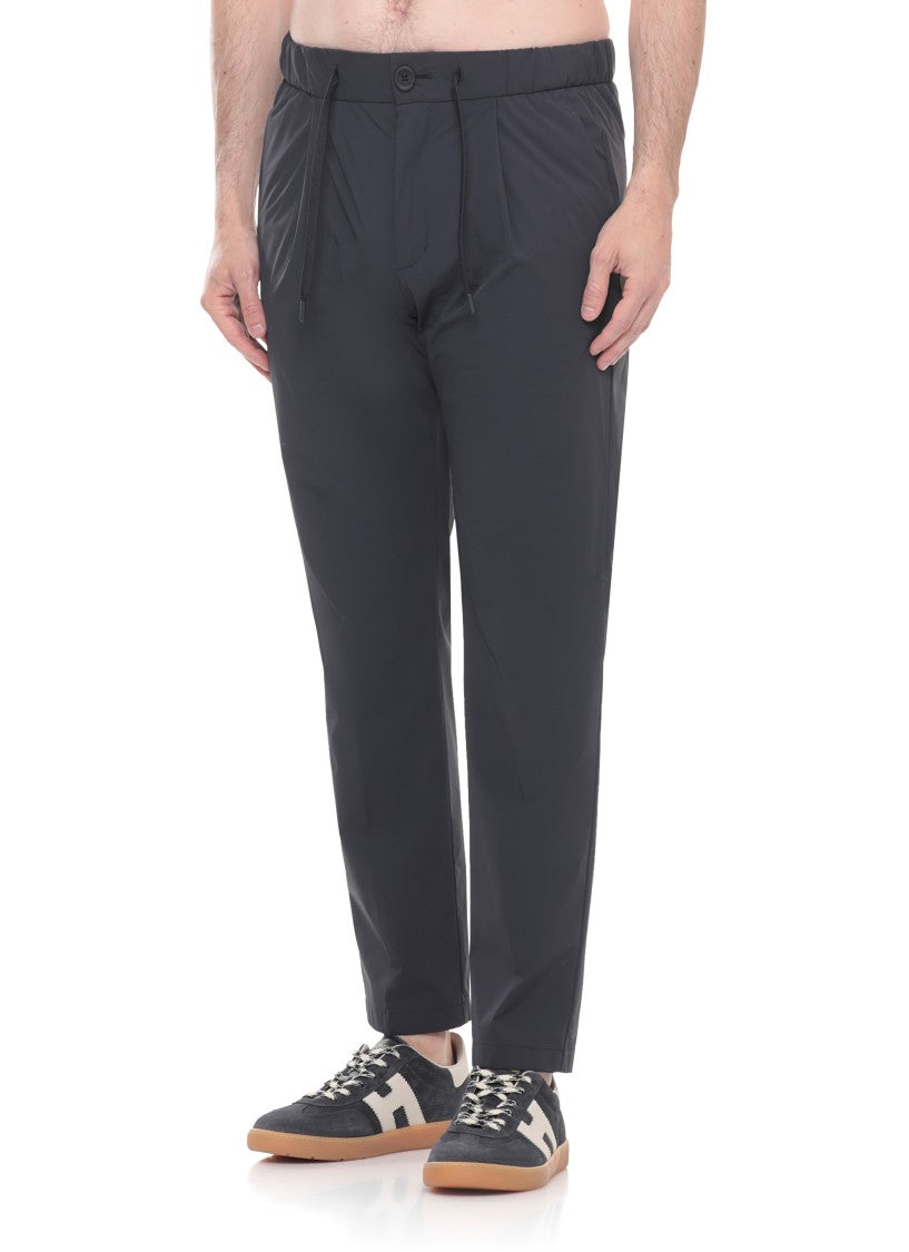 Herno Blue Tech Fabric Straight-Leg Pants